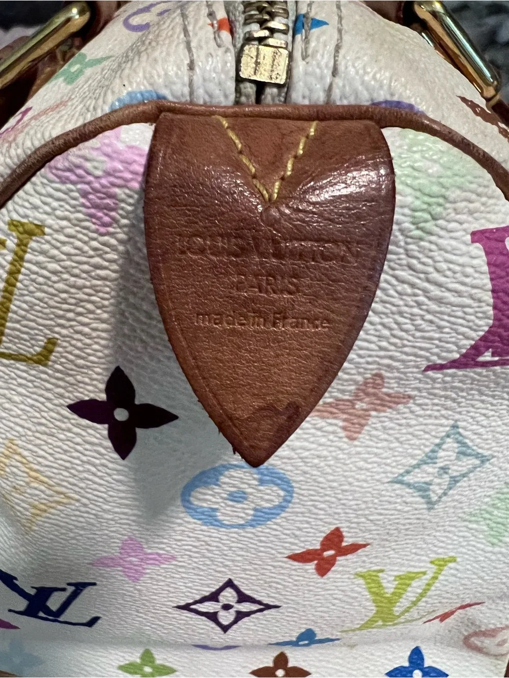Vintage Louis Vuitton Multicolor Murakami White Speedy Bag